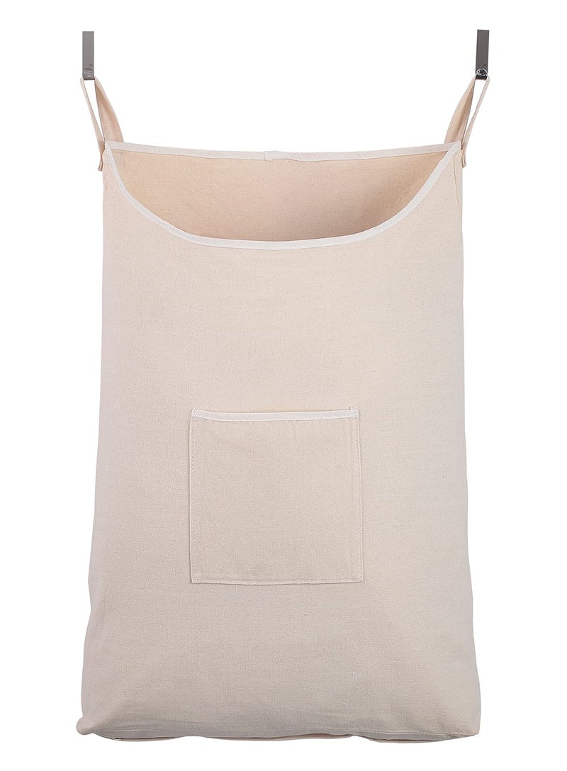 GORISEN Laundry Collector, Laundry Hamper, Door Hanging Laundry bag with hooks (Beige, 65Liters) - Image 1